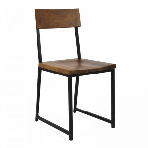 ODM Birgir Industrial Metal and Wood Chair Vintage Restaurant Metal Chair með Wood