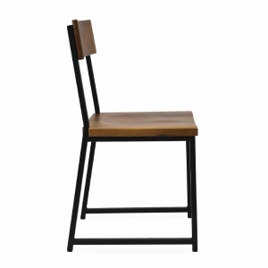 ODM Supplier Industrial Metal and Wood Chair Vintage Restaurant Metal Chair with Wood