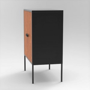 Moderna črna jeklena omara za shranjevanje z dvojnimi lesenimi vrati GO-A6060