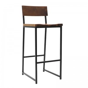 Modern Counter Height Metal Industrial metal wood bar stool Bar Stool with Backs