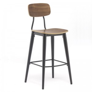 Bar Furniture Industrial Black Metal Counter Bar Stool metal wood bar stool chair