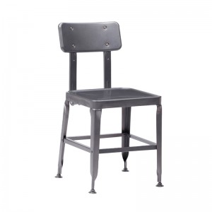 Továrenská priemyselná kovová stolička z ocele Gunmetal pre reštauráciu GA501C-45ST