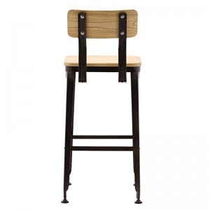 Manufacturing Wood Seat Strong Vintage Indurstrial Bar Stool Metal Bar Stool