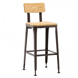 Hot Selling Industrial metal restaurant bar stool metal bar chairs stools with backrest