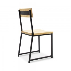 Industriālais metāla krēsls ar koka sēdekli un atzveltni GA5201C-45STW