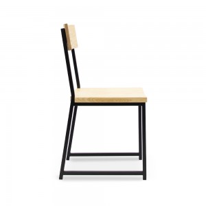 Cadeira de metal industrial con asento e respaldo de madeira GA5201C-45STW