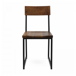 ODM Supplier Industrial Metal and Wood Chair Vintage Restaurant Metal Chair e nang le Wood