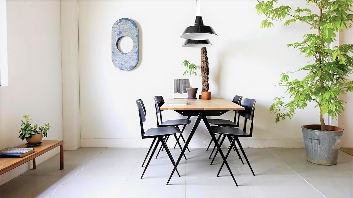 metal dining chair with wood seat