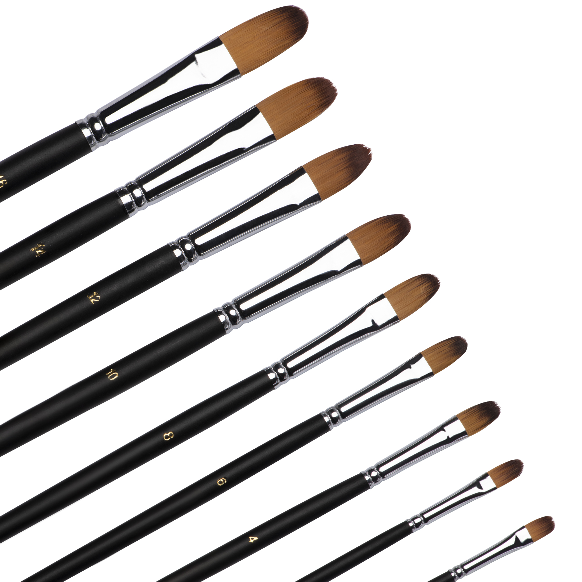 China 9 Pcs Filbert Point Tip Paint Brush Set Nylon Hair Artist Paint Brush  Set For Oil Acrylic Painting Manufacturer and Supplier