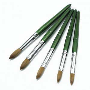100% pure kolinsky nail art acrylic brush green handle custom manufacturer
