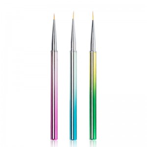3 Pcs Nail Art Liner Brushes Nylon Brush Pen Set with Gradient metal Handle