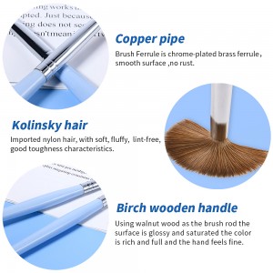 Professional Ombre 100% Kolinsky Sable Hair Wooden Handle Acrylic Nail Art Polish Brush