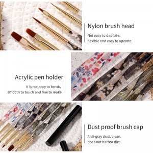6pcs/set Janpanese Style Acrylic Nail Art Tool Polish Drawing Point Drill Pen UV gel Brush Set