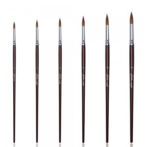 Golden Maple 6pcs Weasel Hair Round Tip Artist Painting Brush Set for Acrylic Watercolor