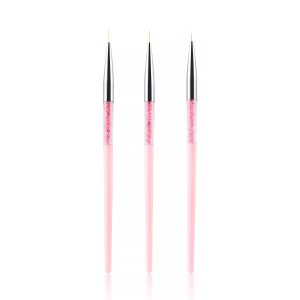 3pcs Pink Nylon Hair Nail Art Brush Set for Nail Art Design