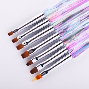 Professional Colorful Plastic Handle Nylon Hair Nail Brush Acrylic Nail Brush For Nail Art Gel Brush