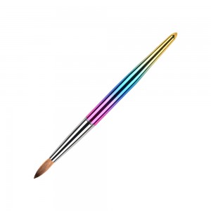 Gradient Rainbow Kolinsky Metal Handle Acrylic Nail Art Brush With Custom Logo