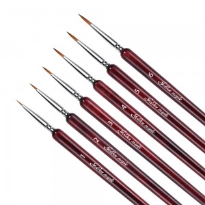 Golden Maple 6pcs Detail Liner Artist Paint Brush Set with Oem design