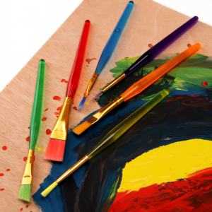 6pcs nylon hair colorful handle kids DIY artist paint brush acrylic watercolor for children