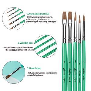 Professional Artist Brush Sets 5 pcs Fine nylon hair Liner artist paint brush wholesale