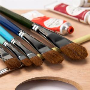 6PCS Wooden Handle Animal Hair Artist Brush for Painting and Drawing