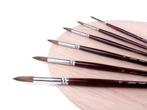 Superior Sable Watercolor Acrylic Paint Brush Set Round Point Tip Artist Paint Brushes