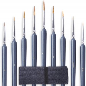 9pcs/set Nylon Hair Artist Paint Brush Set With Canvas Bag Factory Price