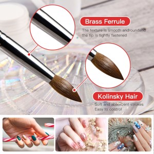 2021 New Arrival Colorful Wooden Handle Acrylic Kolinsky Nail Art Brush For Nail Art Design
