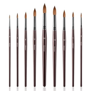 9PCS Kolinsky Sable Round Pointed Professional Watercolor Brushes Set