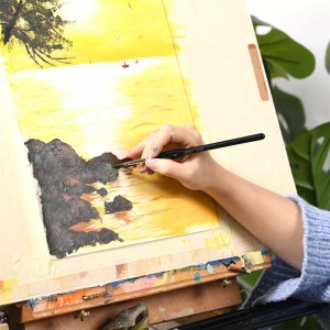 Pinceau à peinture d'artiste avec Logo personnalisé de haute qualité, pinceaux à aquarelle de voyage dorés pour peinture à l'aquarelle acrylique