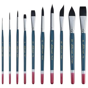 Natural Squirrel Hair Watercolor Art Paint Brush Set Flat Round Cat Tongue Professional For Watercolor Acrylic Gouache