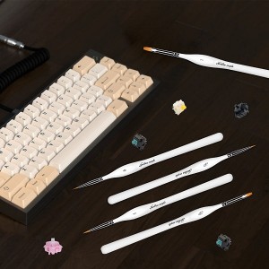 Custom Logo White Handle Lube Brush Nylon Hair Keyboard Switch Detail Paint Brush Set