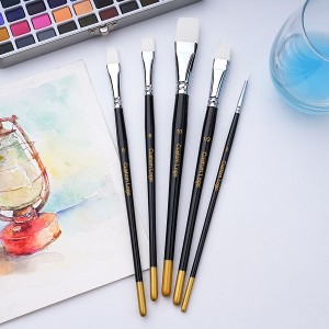 Premium kvalitet rund platt kantig konstnär akryl penseluppsättning