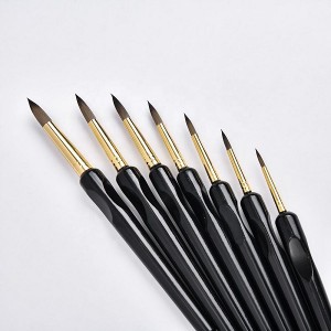 7Pcs Weasel Hair Detail Paint Brush Set Black Wooden Handle Artist Paint Brushes