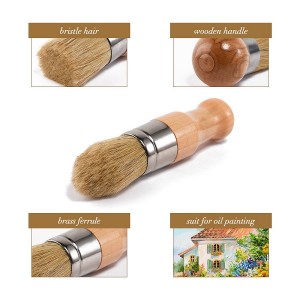 100% Natural Bristle Wood Bata Chaki Paint Wax Brush yeFenicha uye Makabati