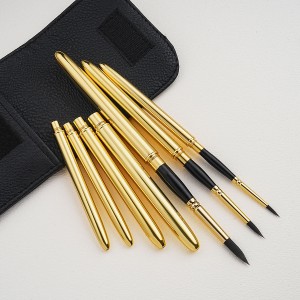 Pennello per artista con logo personalizzato di alta qualità Pennelli per acquerello da viaggio dorati per pittura ad acquerello acrilico