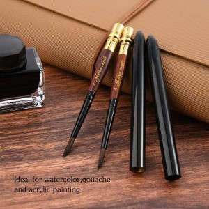 Golden Maple Wood Detail Artist Travel Paint Brushes