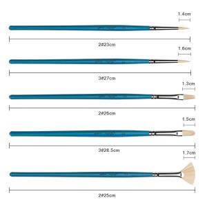 Professional Blue Handle Artist Brush Sets 5 pcs White Fine nylon hair Liner artist paint brush wholesale