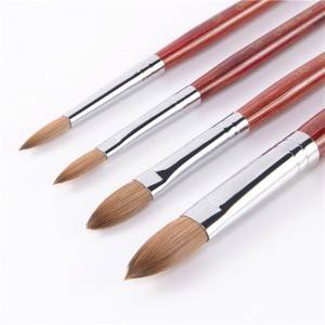 100 % Pure Kolinsky Hair Oval Drawing Acrylic Red Wooden Nail Art Brush