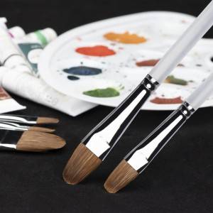 Factory Price 6pcs Nylon Hair Artist Flat Brush Paint Brush Set Bi-Color Handle For Acrylic Painting