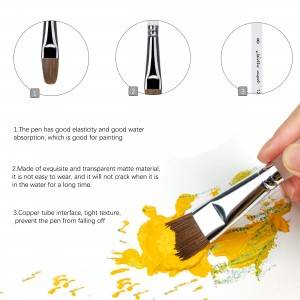 Factory Price 6pcs Nylon Hair Artist Flat Brush Paint Brush Set Bi-Color Handle For Acrylic Painting