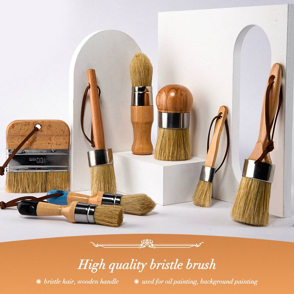 Unique Bargains Artist Wooden Handle 1.3 Width Bristle Oil Painting Brush  Brushes 2 Pcs 