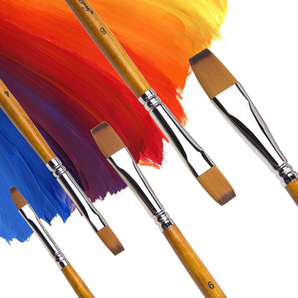 Chinese wholesale Hobby Paint Brushes - High Quality Artist Paint Brush with Flat Golden Taklon – Fontainebleau