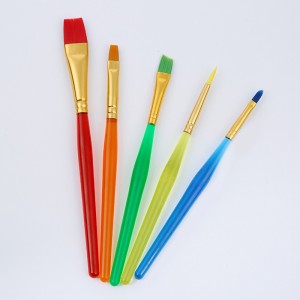 Plastic Handle Colorful Kids Art Brushes For Hobby Artist