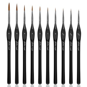 Golden Maple Detail Paint Brushes Set 10PCS Miniature Brushes for Fine Detailing & Art Painting