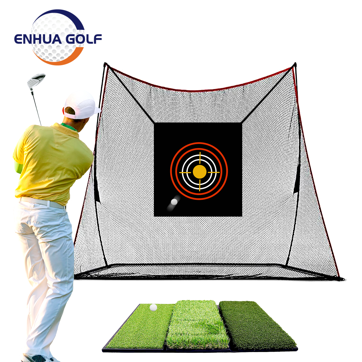 Golf Training Net Portable Golf Folding Practice Hitting Cage Swing Net Outdoor Sports Golf Supplies Featured Image