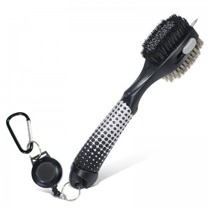 ODM/OEM Wholesale Golf Club Brush and Cleaner Brushes Super Anti-Slip Handle Golf Club’s Brush with Retractable Clip Pull-tab Factory Supplier