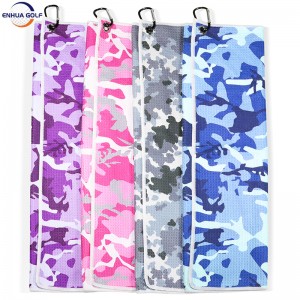 Fashionable design Camouflage Color Golf Club Cleaning Towel Clubber Cleaning Tools Golf Cart Putter cleaner High Quality Full digital color printing