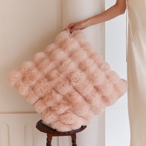 Super Soft Throw Pillow Soft Pillow  Double Layer rabbit fur  Flannel Polyester Fleece   For Winter