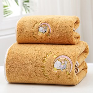 Coral fleece bath face hand towel microfiber towel set customized logo